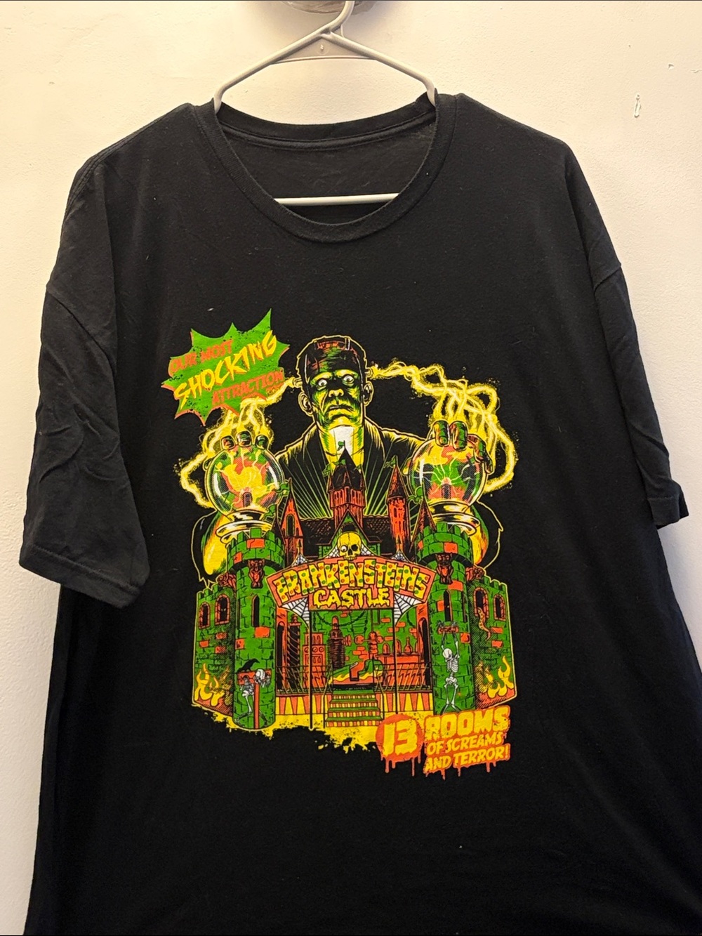 Halloween shirt company- Frankenstein’s castle horror tee